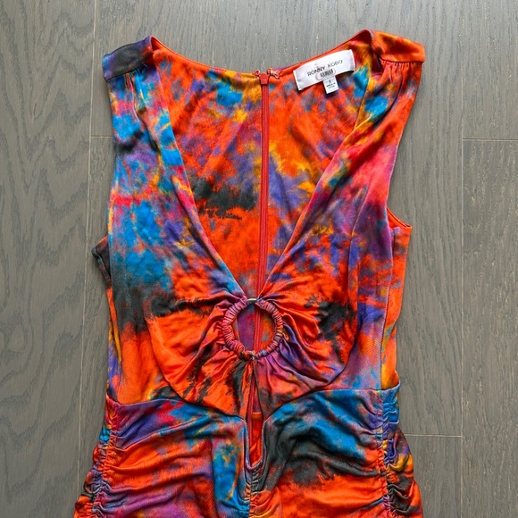 Ronny Kobo Alexander Maxi Dress Ruched Tie Dye Orange Stretch Jersey - SMALL - Picture 5 of 9